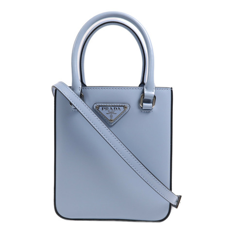 PRADA 牛皮皮革2 Way Shoulder Bag銀扣手挽肩背兩用袋