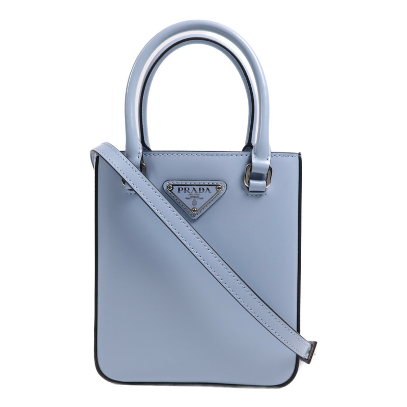 PRADA 牛皮皮革2 Way Shoulder Bag銀扣手挽肩背兩用袋-0