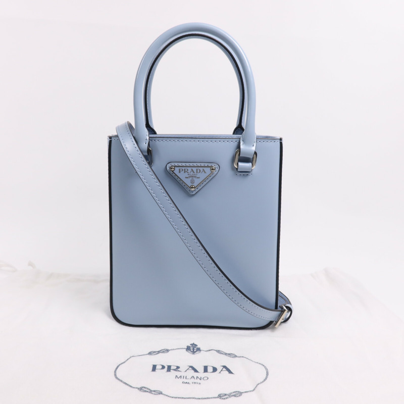 PRADA 牛皮皮革2 Way Shoulder Bag銀扣手挽肩背兩用袋-7