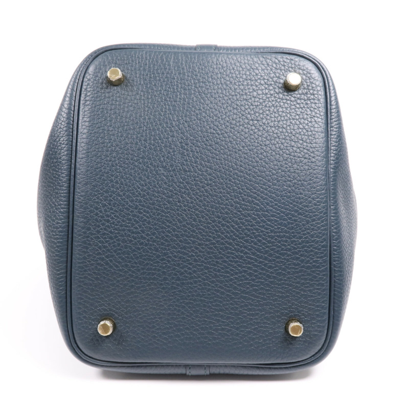 HERMES Clemence皮革Picotin MM金扣手挽袋 Vert Cypres-3