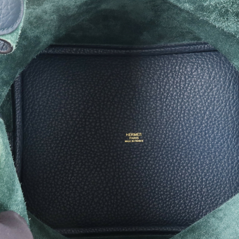 HERMES Clemence皮革Picotin MM金扣手挽袋 Vert Cypres-4