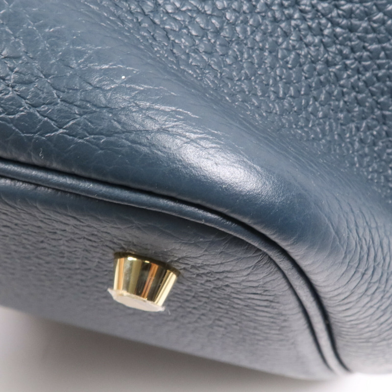 HERMES Clemence皮革Picotin MM金扣手挽袋 Vert Cypres-9