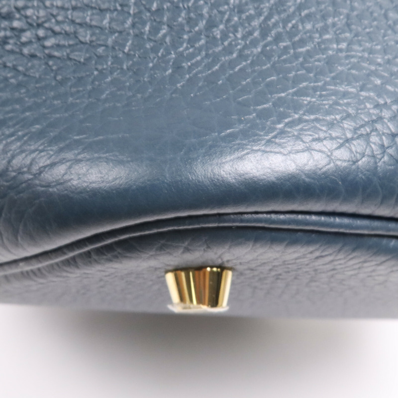 HERMES Clemence皮革Picotin MM金扣手挽袋 Vert Cypres-10