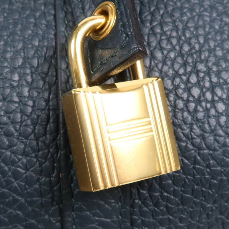 HERMES Clemence皮革Picotin MM金扣手挽袋 Vert Cypres-11