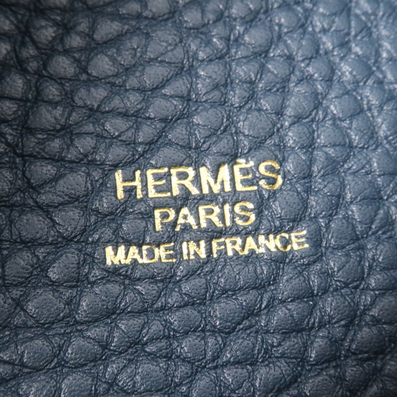 HERMES Clemence皮革Picotin MM金扣手挽袋 Vert Cypres-12