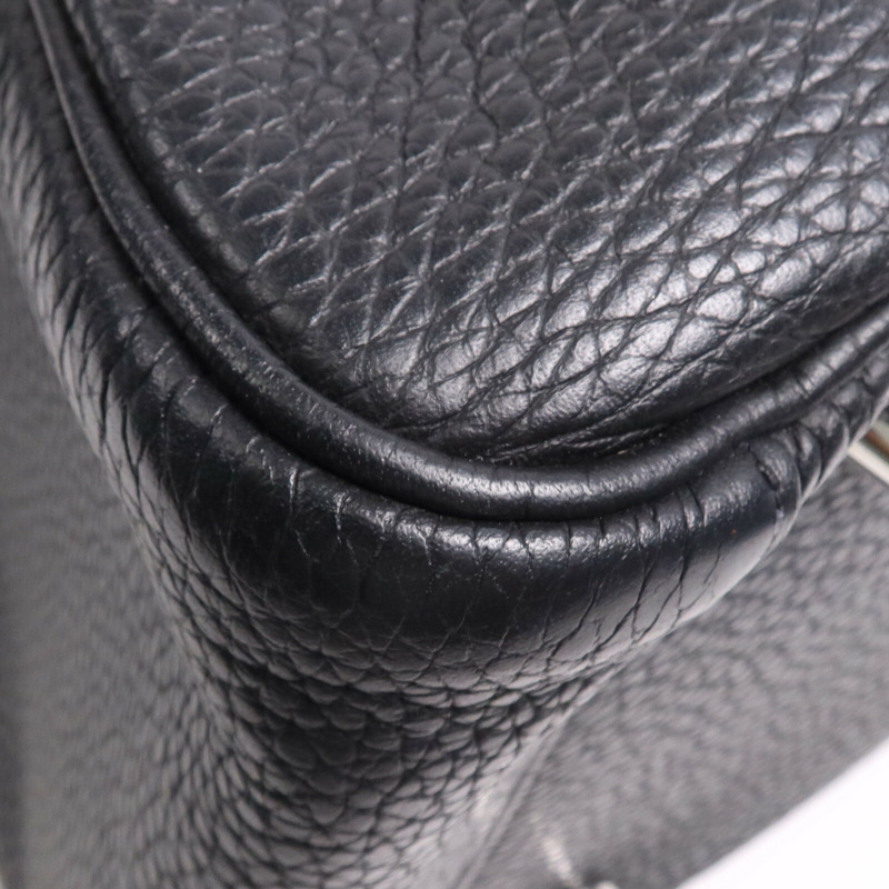 HERMES Clemence皮革Lindy 30銀扣手挽肩背兩用袋Noir-5