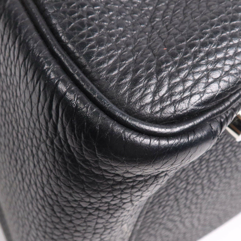 HERMES Clemence皮革Lindy 30銀扣手挽肩背兩用袋Noir-7
