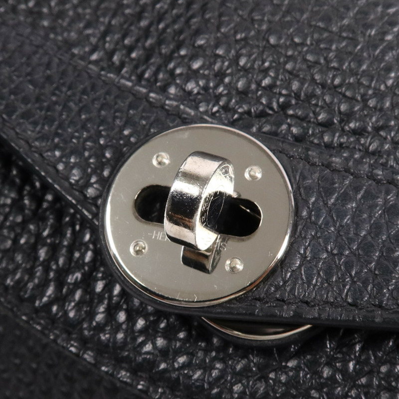 HERMES Clemence皮革Lindy 30銀扣手挽肩背兩用袋Noir-9