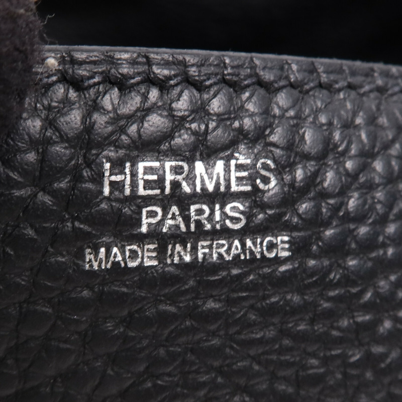 HERMES Clemence皮革Lindy 30銀扣手挽肩背兩用袋Noir-10