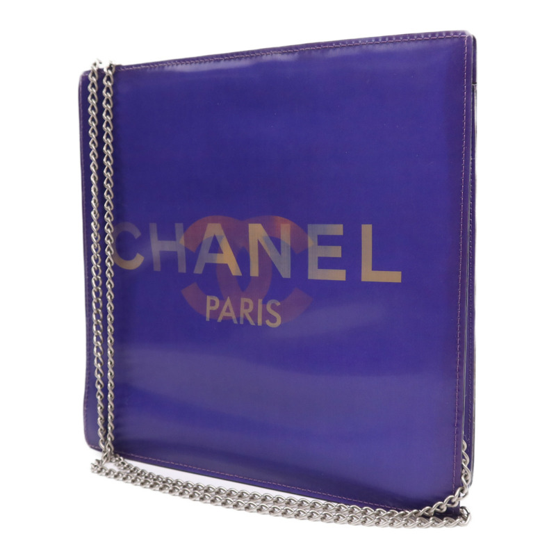 CHANEL PVC Chain Shoulder銀扣肩背袋-2