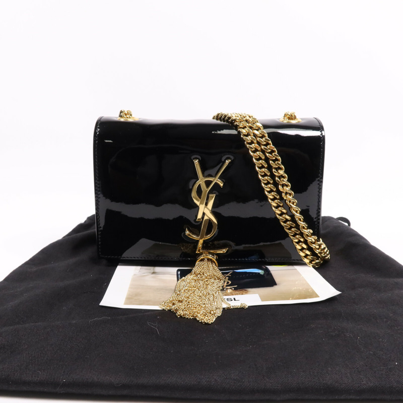 YVES SAINT LAURENT 漆皮皮革Kate Small金扣鏈帶肩背袋-8