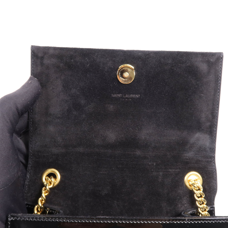 YVES SAINT LAURENT 漆皮皮革Kate Small金扣鏈帶肩背袋-16