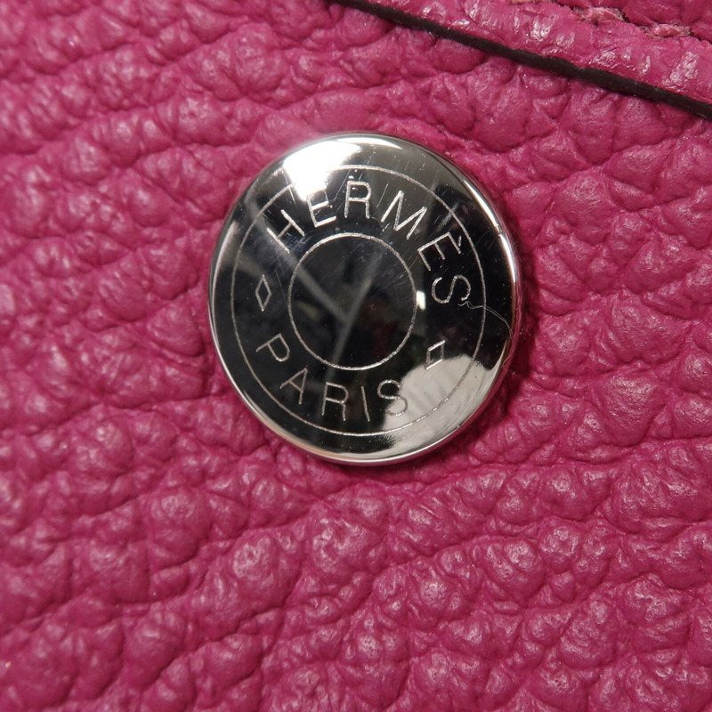 HERMES Negonda皮革Garden Party TPM銀扣手挽袋Magnolia-9