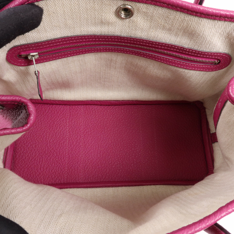 HERMES Negonda皮革Garden Party TPM銀扣手挽袋Magnolia-13