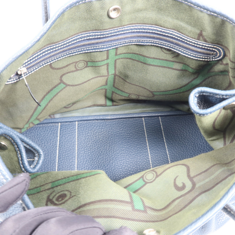 HERMES Negonda皮革Garden Party PM銀扣手挽袋Bleu de Prusse-4