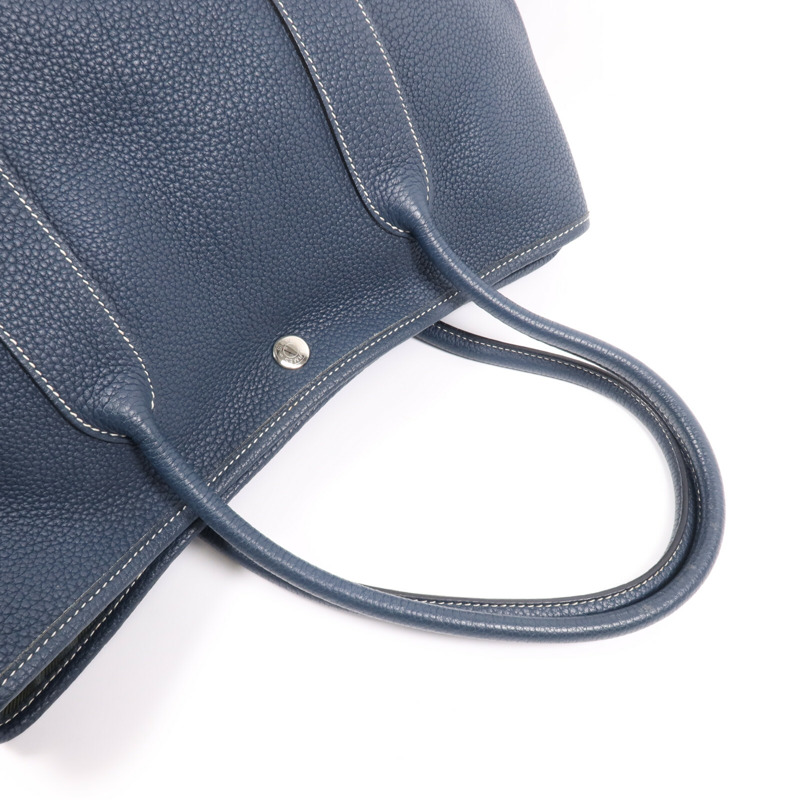 HERMES Negonda皮革Garden Party PM銀扣手挽袋Bleu de Prusse-7