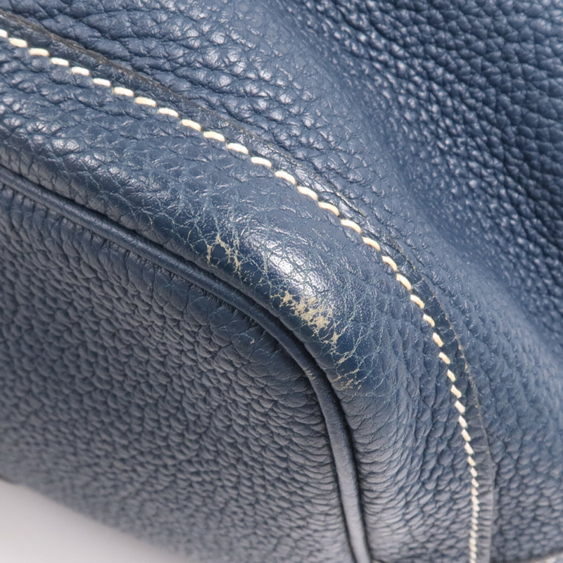 HERMES Negonda皮革Garden Party PM銀扣手挽袋Bleu de Prusse-9