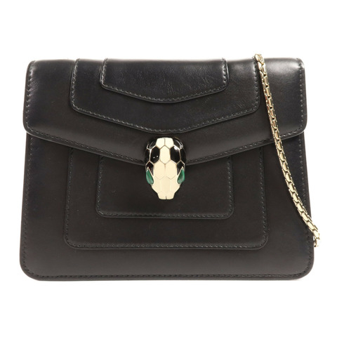 BVLGARI 牛皮皮革Chain Shoulder金扣鏈帶肩背袋