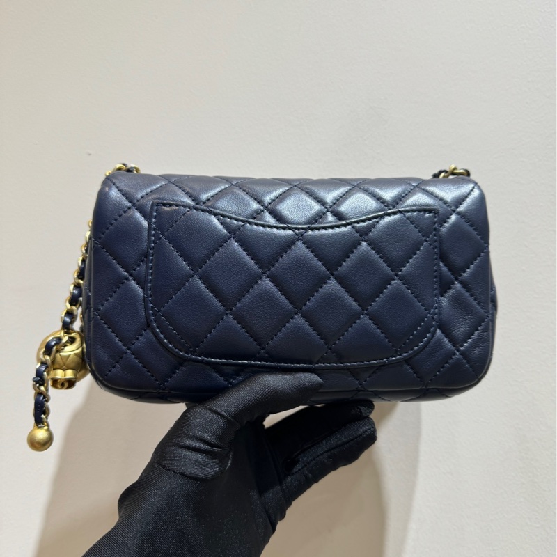 【附卡+防塵袋❤️】Chanel cf 金球大mini 深藍色金扣 手提包 斜挎包 單肩包-2