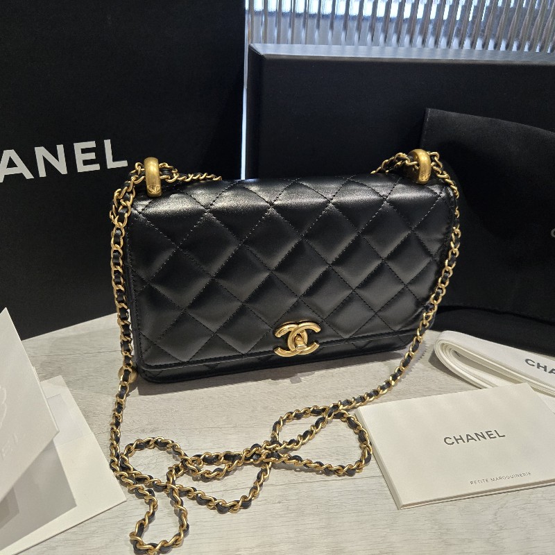 CHANEL 熱門款|經典黑金 雙金球/金珠WOC-0