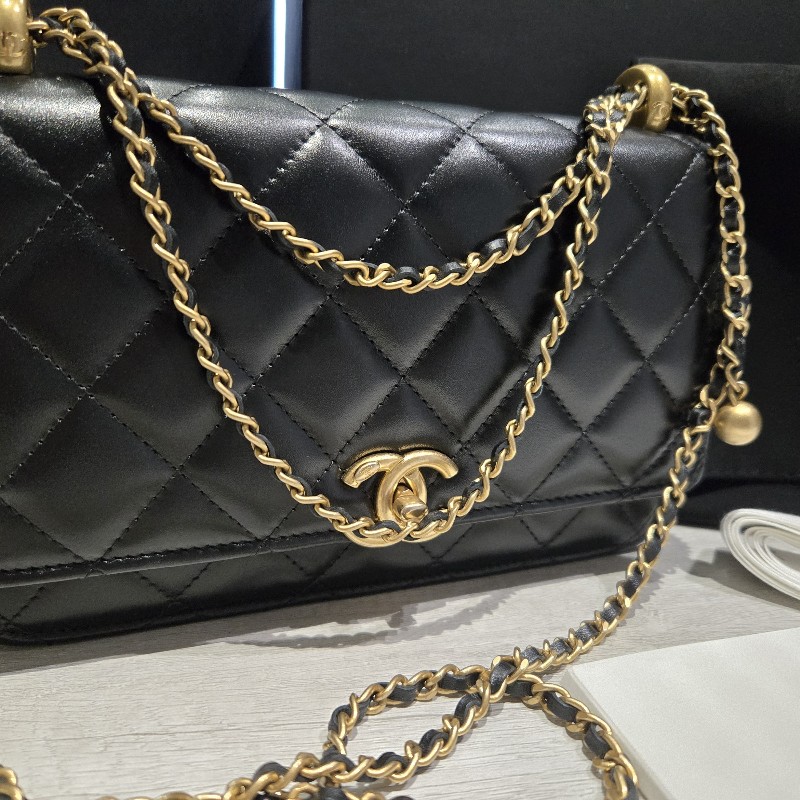 CHANEL 熱門款|經典黑金 雙金球/金珠WOC-1