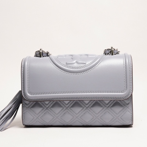 Tory Burch 鏈條流蘇斜背包  (霧霾灰藍）