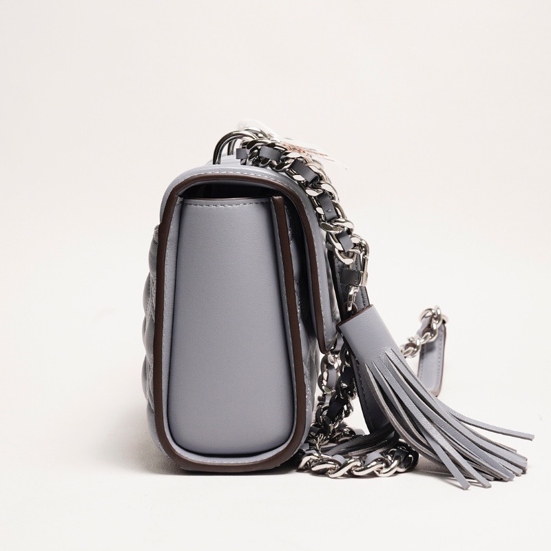 Tory Burch 鏈條流蘇斜背包 (霧霾灰藍)-3