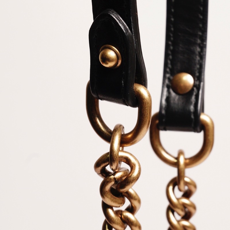 GUCCI GG Marmont馬夢包 手提鏈條包(黑色)-17