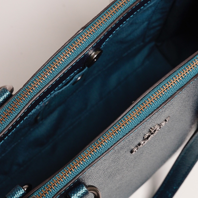 Coach 手提包 附背帶（深色湖水綠）-6