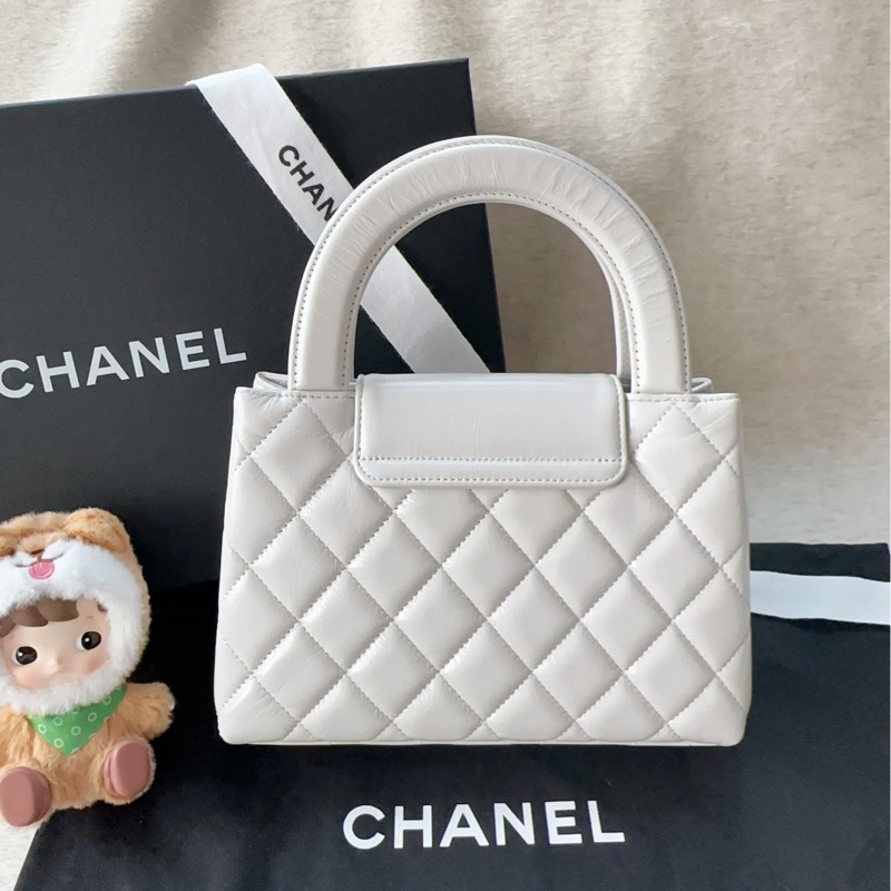 【配件:防塵袋 💕】Chanel kelly 大號 灰金 灰色 淺灰色 珍珠灰 金扣 牛皮 手提 單肩 斜挎-1