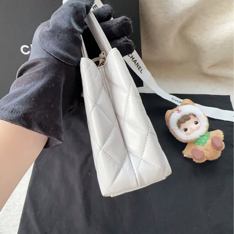 【配件:防塵袋 💕】Chanel kelly 大號 灰金 灰色 淺灰色 珍珠灰 金扣 牛皮 手提 單肩 斜挎-2