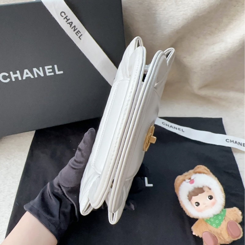 【配件:防塵袋 💕】Chanel kelly 大號 灰金 灰色 淺灰色 珍珠灰 金扣 牛皮 手提 單肩 斜挎-3