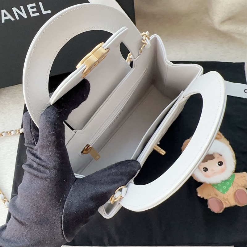 【配件:防塵袋 💕】Chanel kelly 大號 灰金 灰色 淺灰色 珍珠灰 金扣 牛皮 手提 單肩 斜挎-5