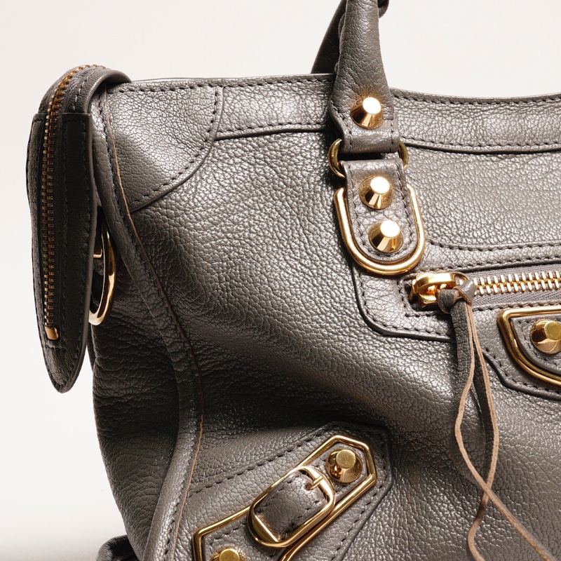 巴黎世家BALENCIAGA S City Edge機車包(灰色)-6