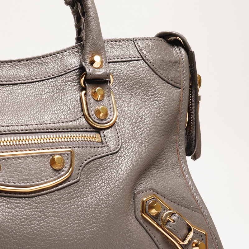 巴黎世家BALENCIAGA S City Edge機車包(灰色)-7