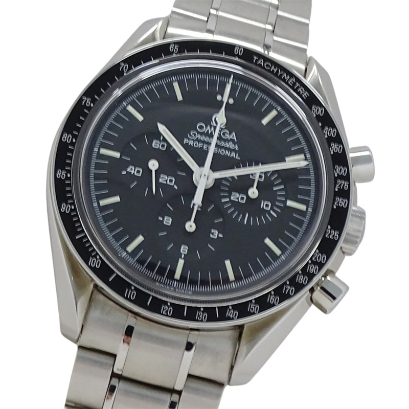 歐米茄超霸系列3571.50男士腕錶，品牌專業，Galaxy Express 999，手動上鍊，不銹鋼，銀色，黑色，已保養-0