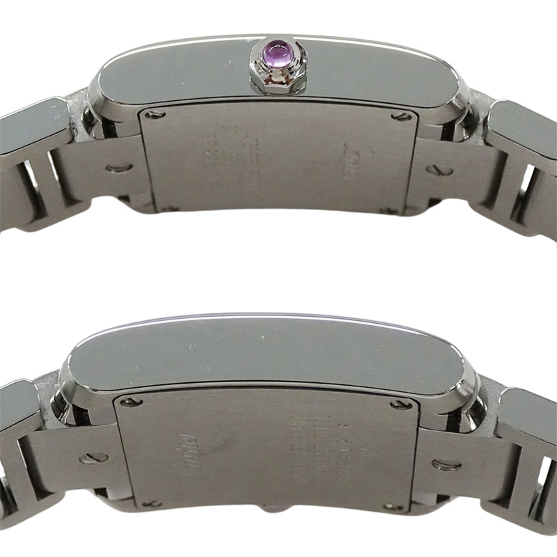 卡地亞 Tank Française 女士腕錶，小號，粉紅色錶殼，石英機芯，不鏽鋼錶殼，型號 W51028Q3，拋光銀色-2