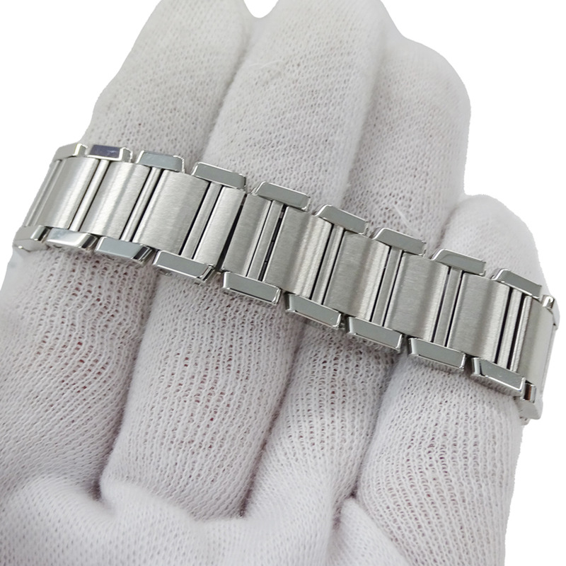 卡地亞 Tank Française 女士腕錶，小號，粉紅色錶殼，石英機芯，不鏽鋼錶殼，型號 W51028Q3，拋光銀色-4