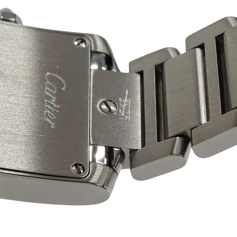 卡地亞 Tank Française 女士腕錶，小號，粉紅色錶殼，石英機芯，不鏽鋼錶殼，型號 W51028Q3，拋光銀色-11