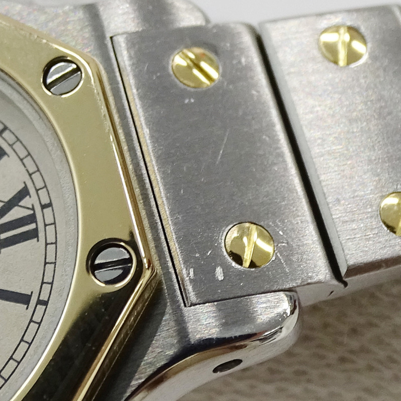 卡地亞 Santos 八角形日期石英女錶,QZ 精鋼錶殼,鍍金及黃金,W2001683,拋光-11