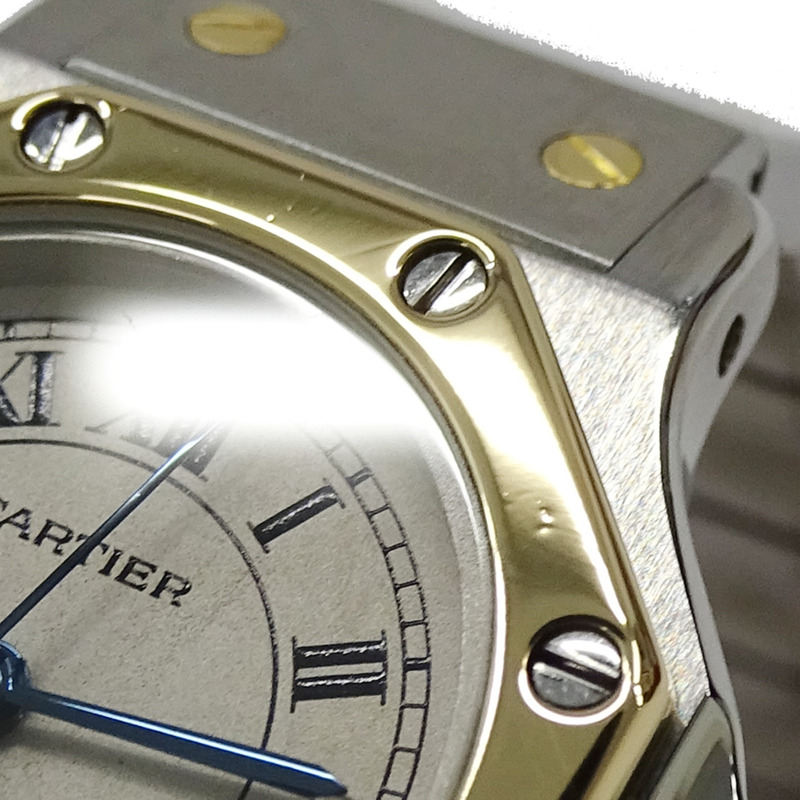 卡地亞 Santos 八角形日期石英女錶,QZ 精鋼錶殼,鍍金及黃金,W2001683,拋光-12