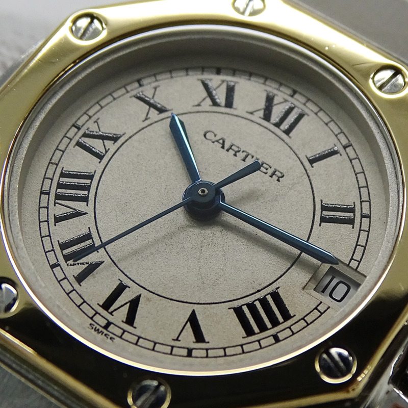 卡地亞 Santos 八角形日期石英女錶,QZ 精鋼錶殼,鍍金及黃金,W2001683,拋光-13