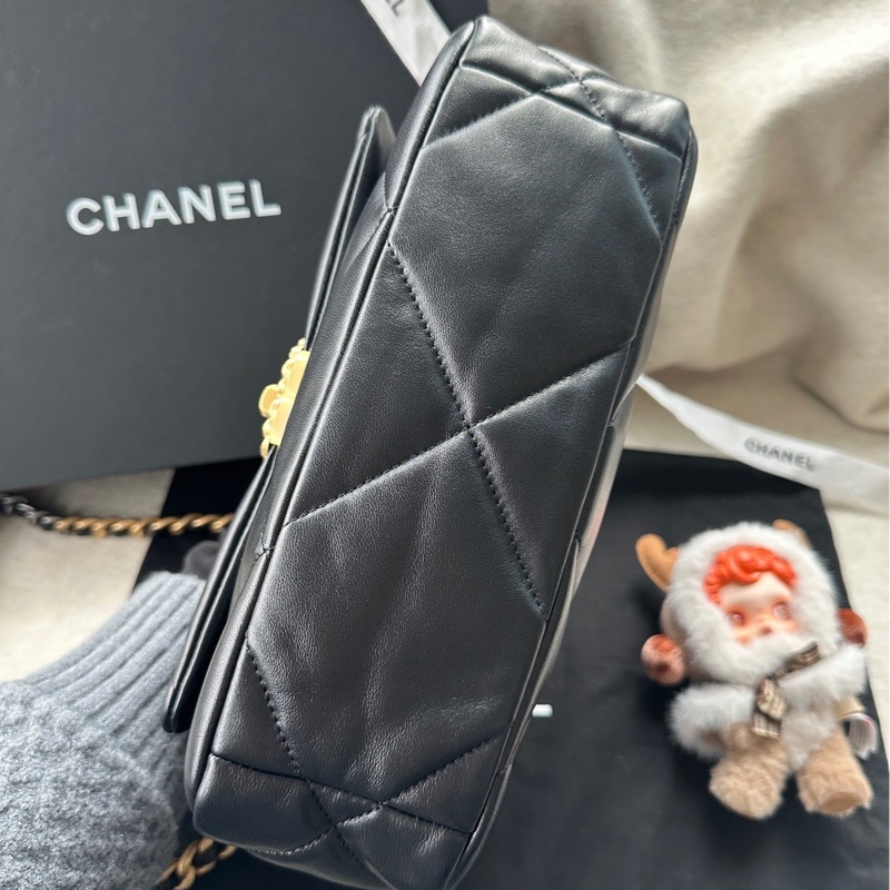 【配件:防塵袋 💕】Chanel 19bag 小號 黑金 黑色 金扣 羊皮 手提 單肩 斜挎-4