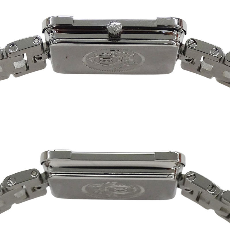 愛馬仕女士腕錶，貝殼石英機芯，不鏽鋼錶殼，CR2.210機芯，銀色，方形，拋光-2