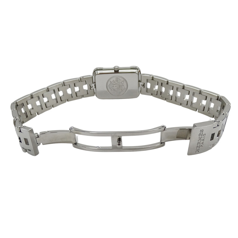 愛馬仕女士腕錶，貝殼石英機芯，不鏽鋼錶殼，CR2.210機芯，銀色，方形，拋光-3