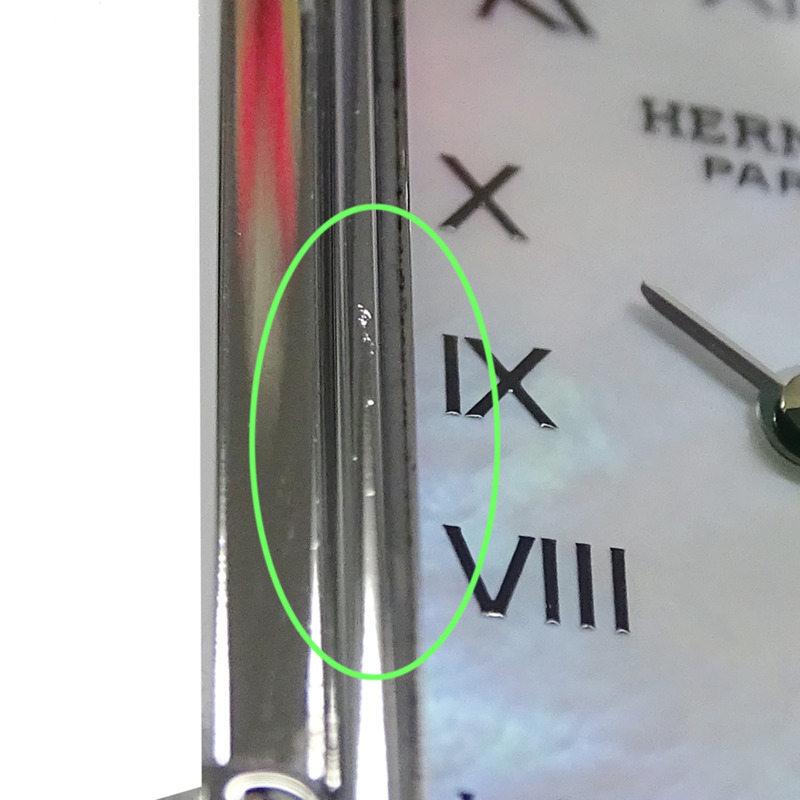 愛馬仕女士腕錶，貝殼石英機芯，不鏽鋼錶殼，CR2.210機芯，銀色，方形，拋光-12