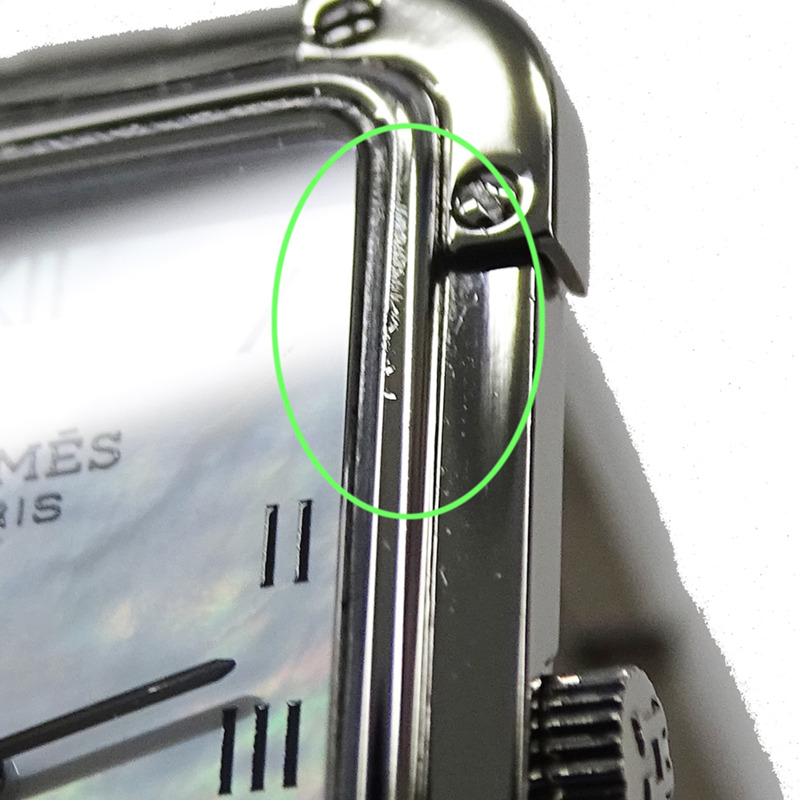 愛馬仕女士腕錶，貝殼石英機芯，不鏽鋼錶殼，CR2.210機芯，銀色，方形，拋光-13