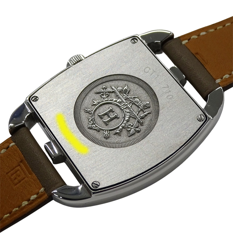 愛馬仕 Cape Cod 男士石英腕錶,不鏽鋼錶殼,皮革錶帶,型號 CT1.710,拋光處理。-6