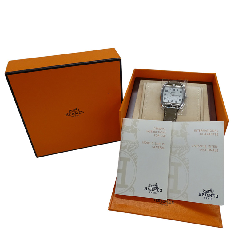 愛馬仕 Cape Cod 男士石英腕錶,不鏽鋼錶殼,皮革錶帶,型號 CT1.710,拋光處理。-7