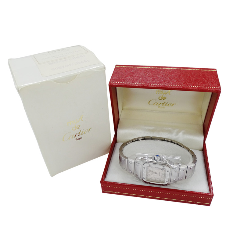 卡地亞 Santos Galbee SM 女士腕錶，帶日期顯示，自動上鍊，精鋼材質，型號 W20044D6，拋光銀色-7